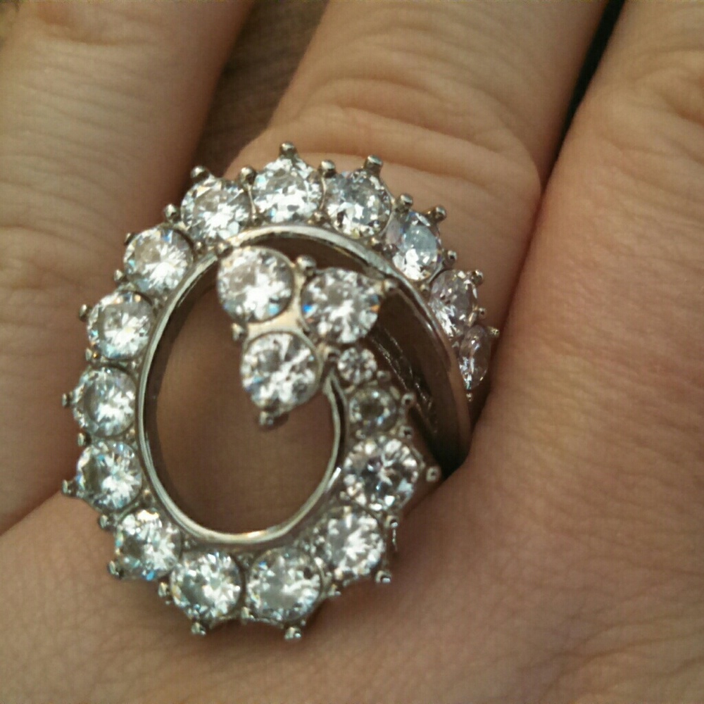 Stainless steel Statement ring with white CZ 316 L